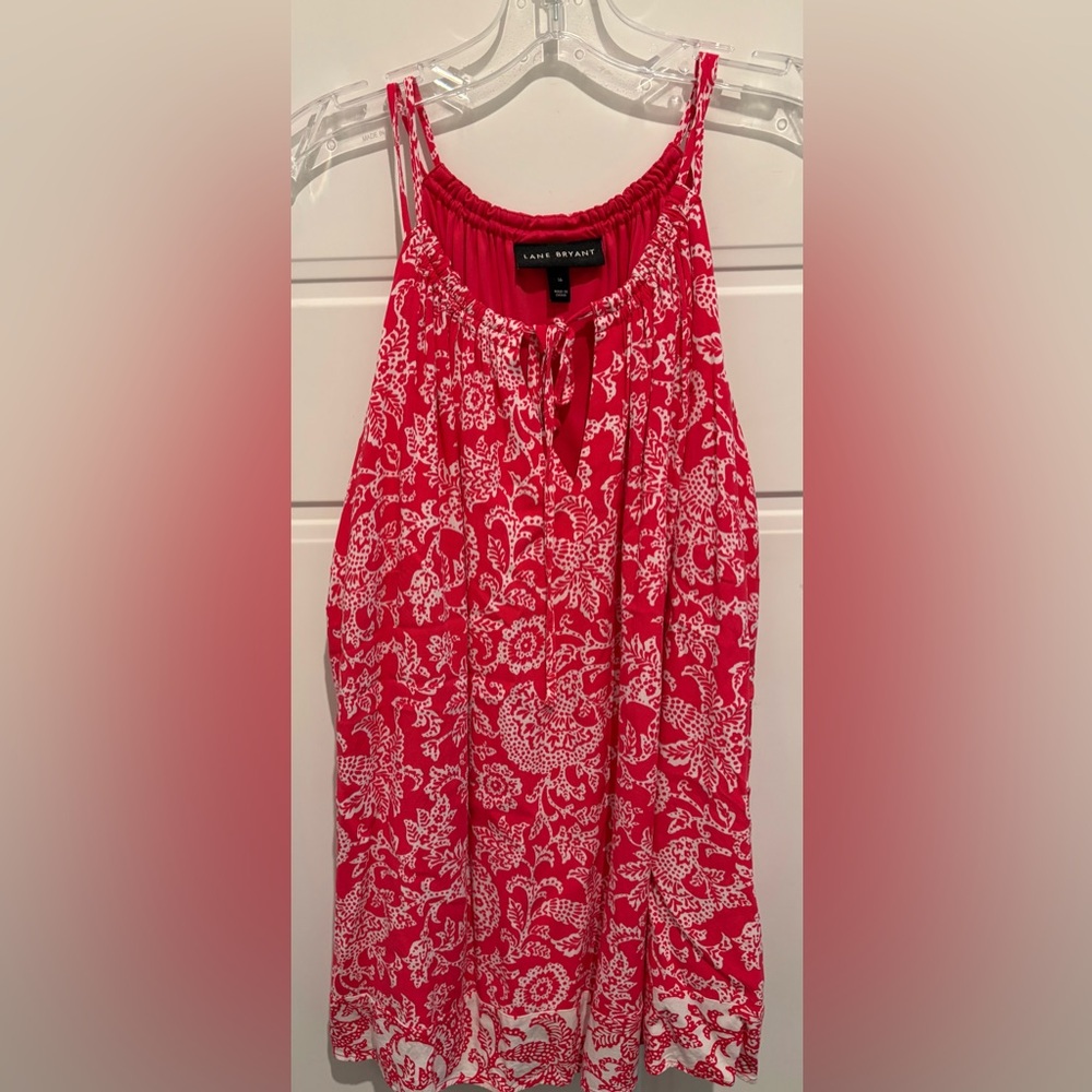 Lane Bryant Red and White Floral Blouse (16W)